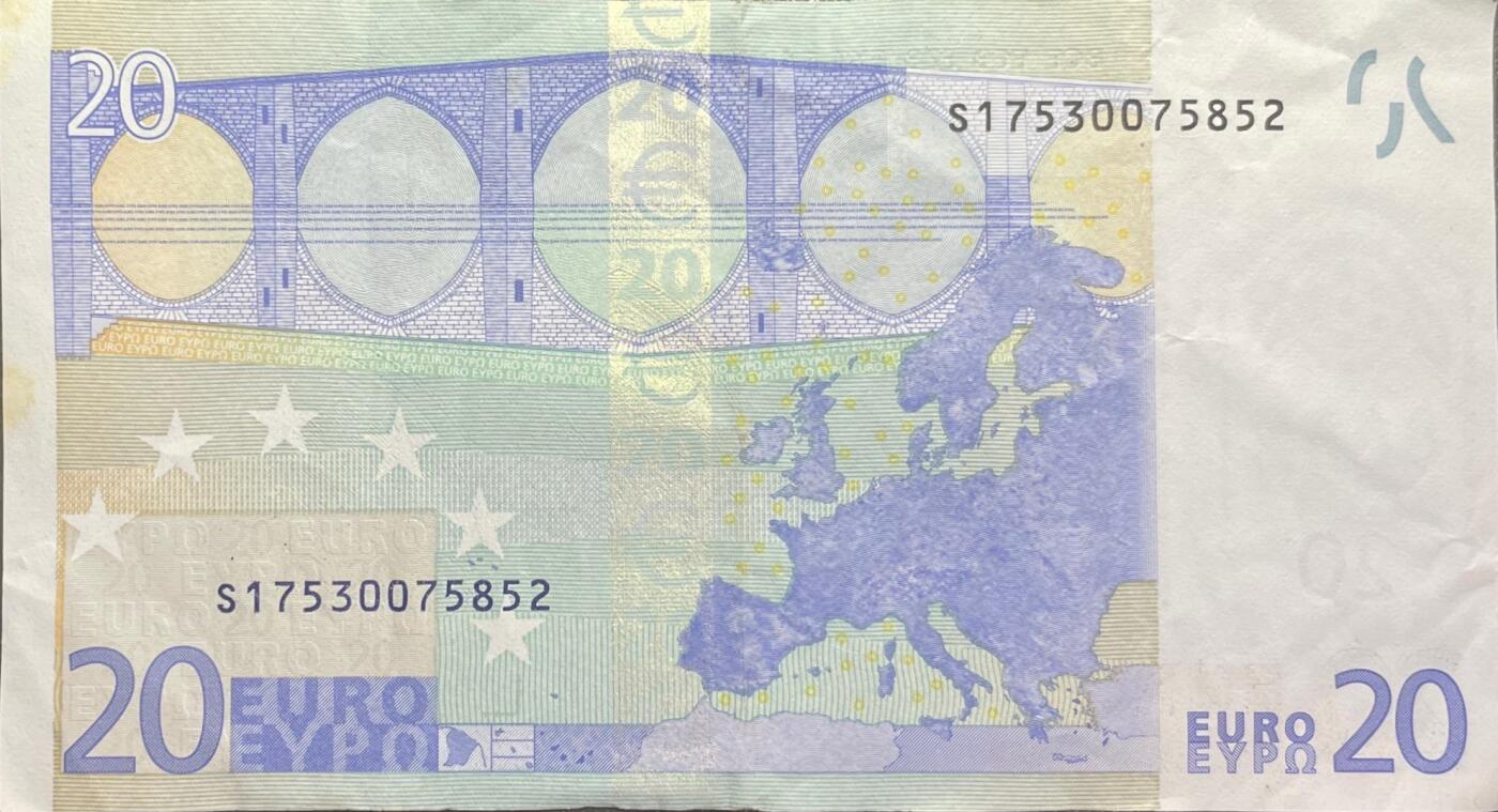 回流0125 2002年版20欧元纸币 意大利央行发行 等值人民币162.4元