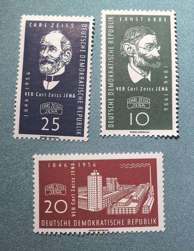 盛世勋华——号角文化勋章邮票专场拍卖第301期 - 东德邮政1956年发行 3全新票 卡尔蔡司