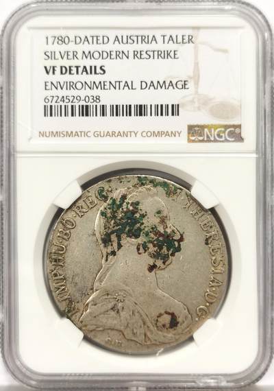 博洋堂世界钱币拍卖第159期（全场包邮） - NGC VF 奥地利1780年特蕾莎大奶妈银币，后铸版
