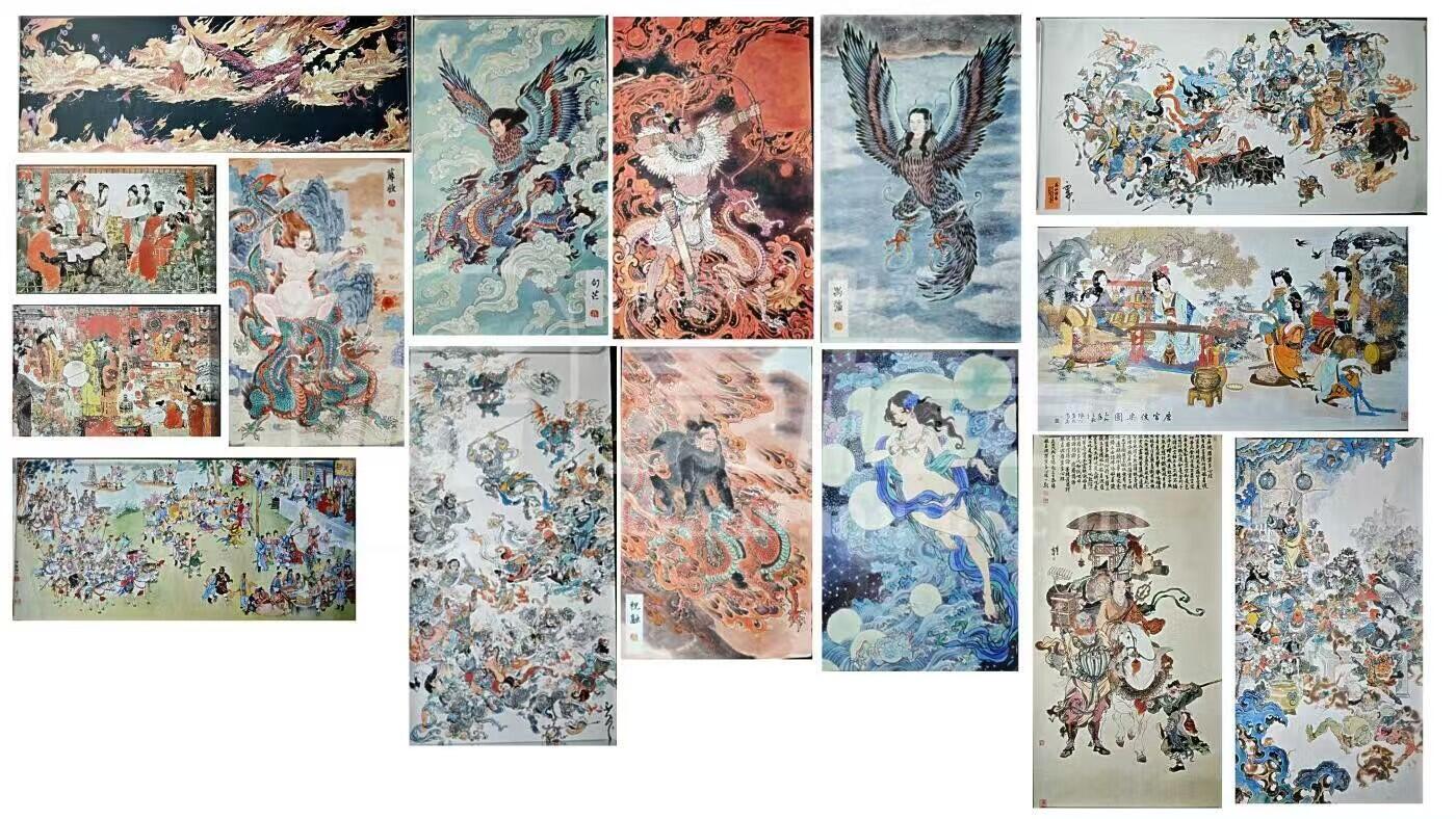 阳大大卡牌拍卖第95期（持续收拍品，周五晚上九点截拍，进群福利早知道） 李云中手绘原画复制宣纸版15张 春夏秋冬水火六神 齐天大圣 孙悟空等品相如图  2张李云中亲签