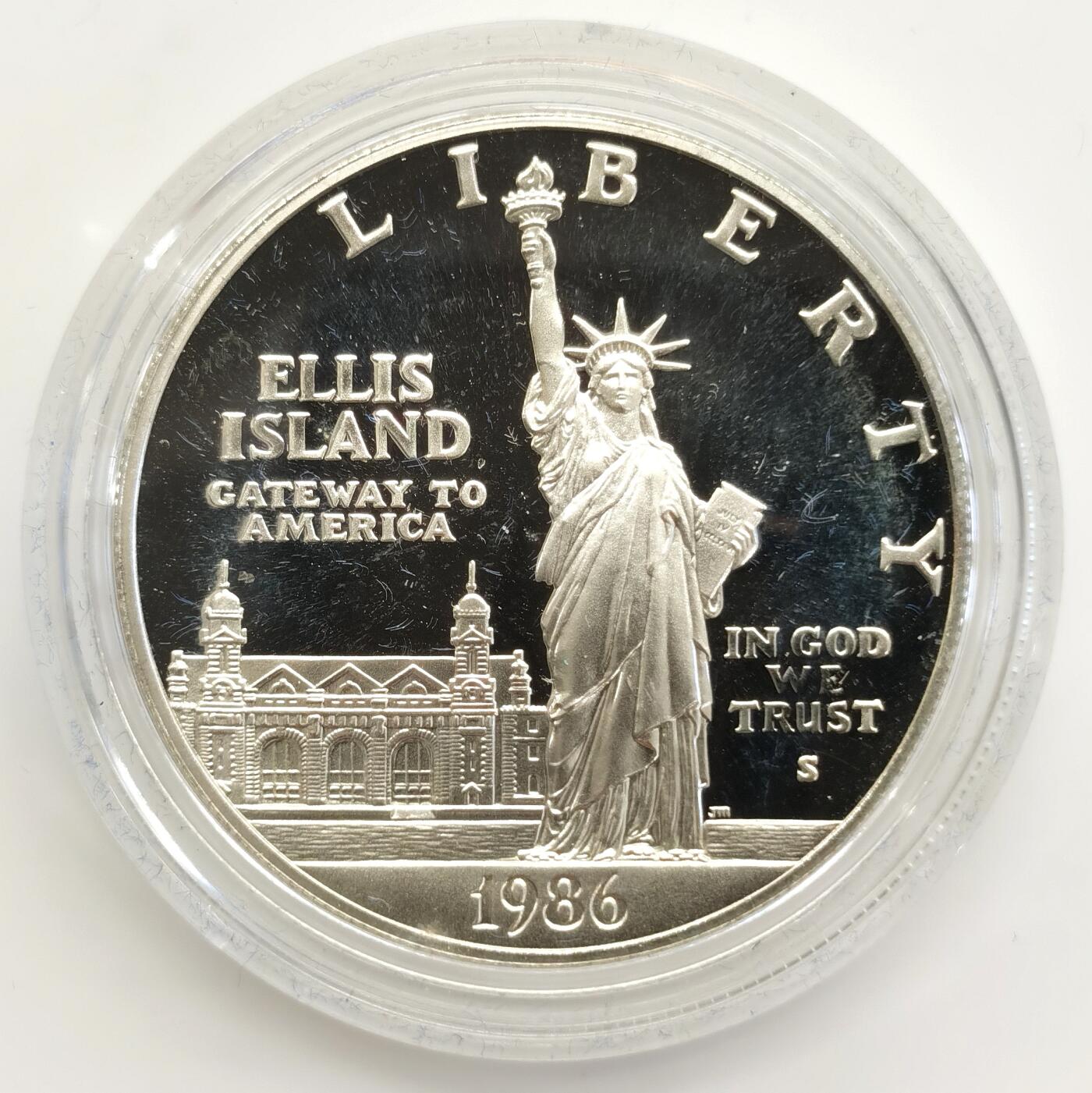 博洋堂世界钱币拍卖第158期（全场包邮） 美国1986年自由女神像27克银币全品未流通，925银带盒证