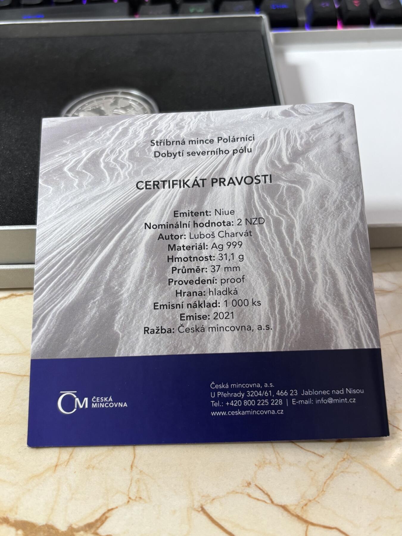 第189期拍卖 纽埃2021年征服北极系列1盎司精制纪念银币，999银，发行1000枚