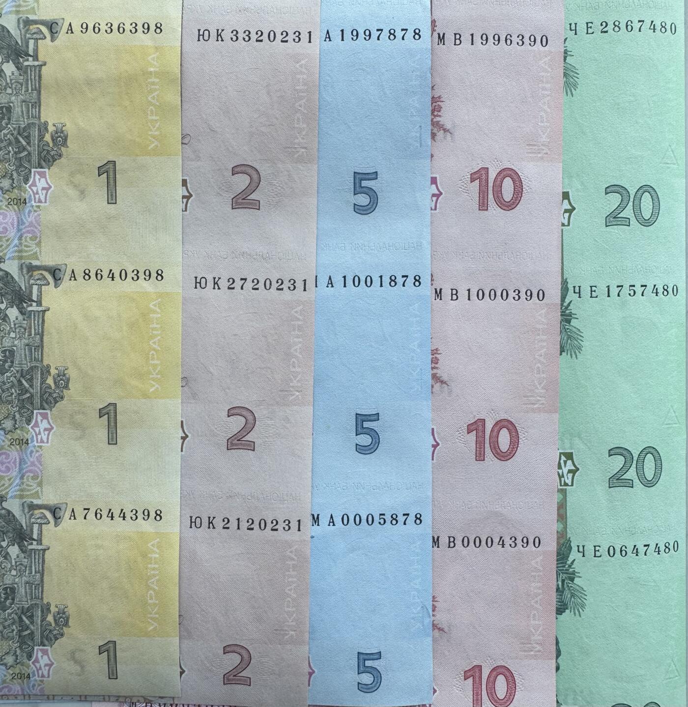 2026第2场（总第229期）：精品测试钞、连体钞综合场 三连体/乌克兰1、2、5、10、20格里夫纳连体钞一组5张UNC