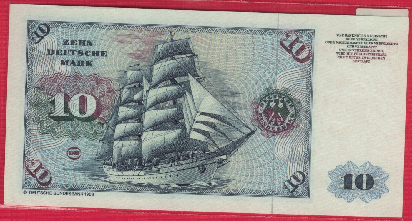 德国(联邦德国 西德)1980年10马克 P-31d 背有银行版权标识版 无4 实物图 UNC