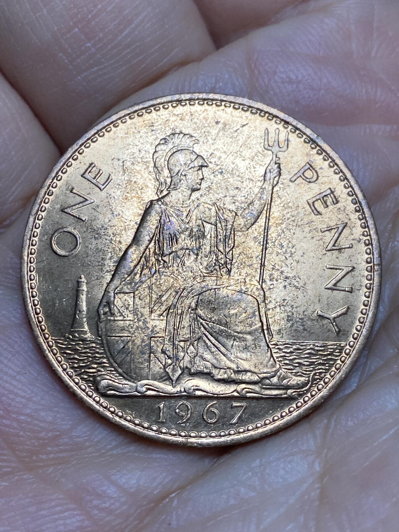 2026年第十五场(总第一百八十四场）外国好品散币场(免佣金) 原光好品–英国🇬🇧1967年1便士(伊丽莎白二世青年桂冠第二版，普制币关门年)