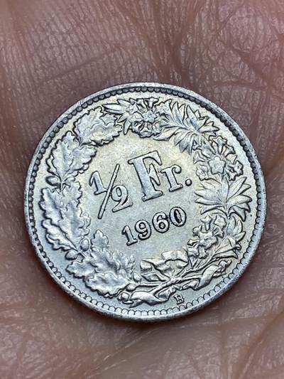2026年第十五场(总第一百八十四场）外国好品散币场(免佣金) - 鸽子重拍–瑞士🇨🇭1960年1/2法郎银币(第二版，B标伯尔尼造，835高银)