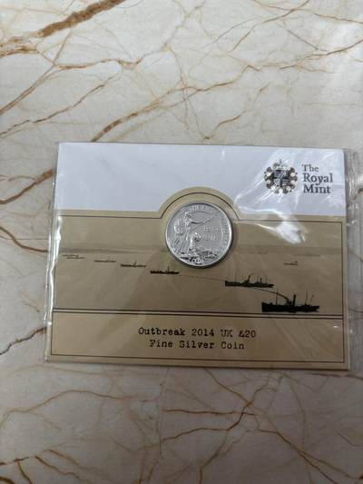 第189期拍卖 - 卡装英国2014年20换20英镑系列一战女神纪念银币，999银，15.71克，发行量250000枚