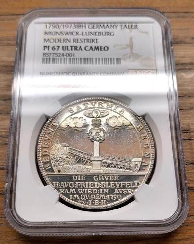 凡希社世界钱币微拍第三百十九期 - 1750德国不伦瑞克-吕内堡泰勒大银后铸品NGC-PR67UC
