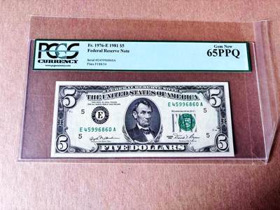 【Blue Auction】世界纸币精拍第779期——18级TOP拍卖/信誉/品质/专业/高效💫 - 美国 1981年5美金 PCGS65EPQ