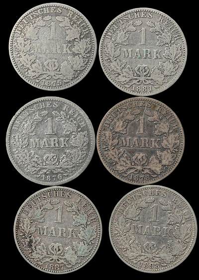 修遠堂世界钱币第102期 - 德国1马克银币一组，总重32.12g，含银90%