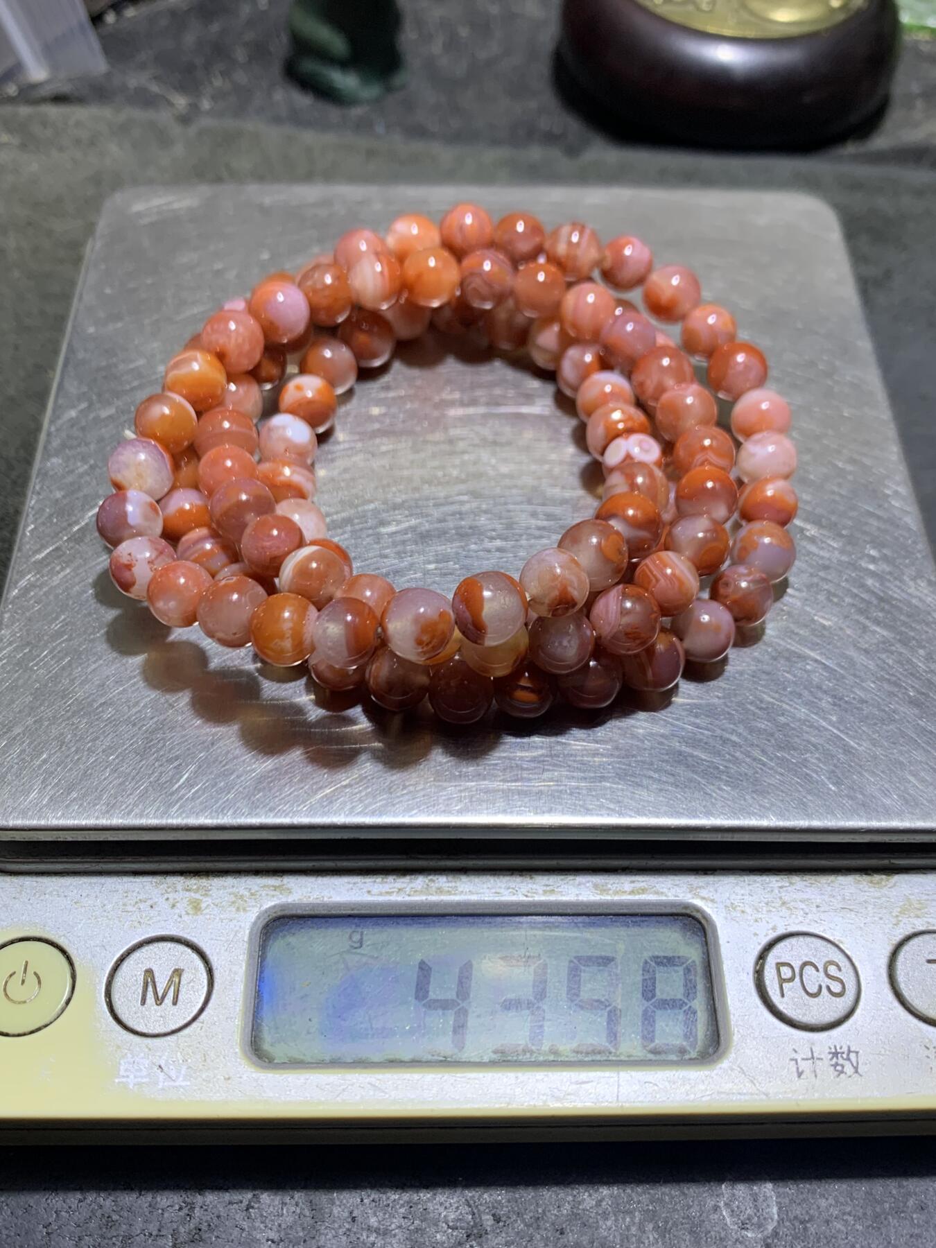 精美川料南红玛瑙荔枝冻飘柿子红108多圈手串（项链）一条