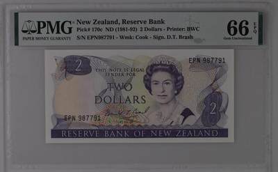 【礼羽收藏】🌏世界钱币拍卖第121期 - PMG新西兰81-92版2$鸟版，无4靓号