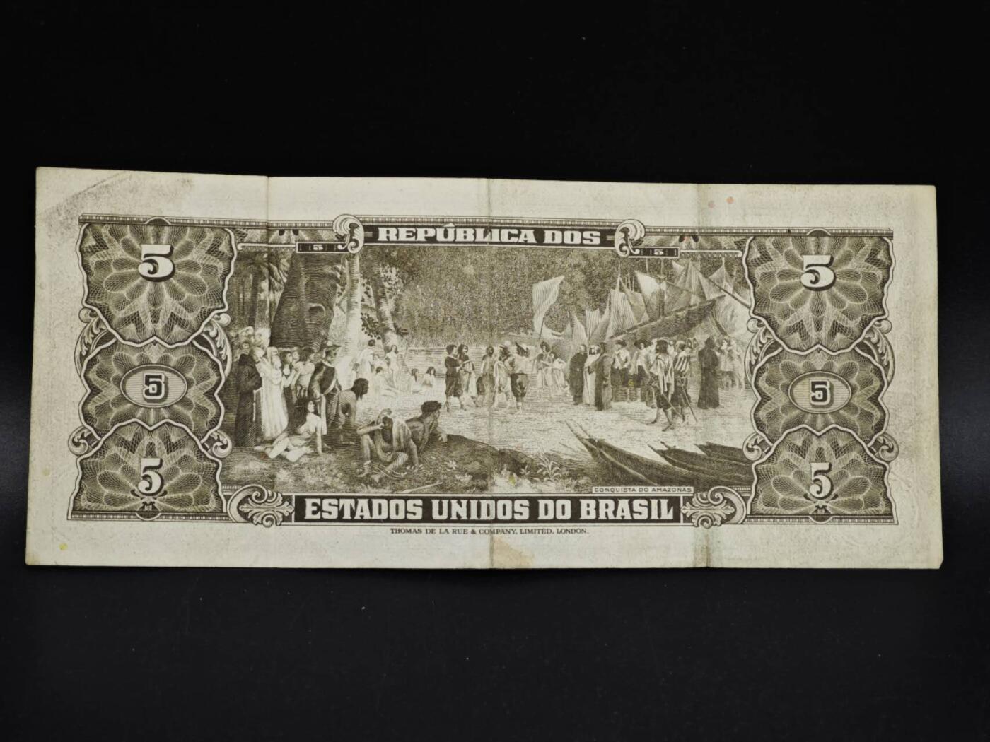 【淘币小摊】实时拍第八百五十四拍   无佣金福利纸币场   满百包邮可预留二周 每周一统一发货   巴西5克鲁塞罗纸币【有折】