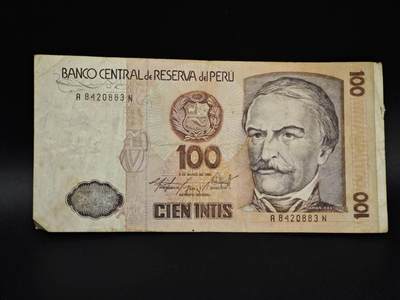 【淘币小摊】实时拍第八百五十四拍   无佣金福利纸币场   满百包邮可预留二周 每周一统一发货   - 秘鲁100印蒂纸币【有折】