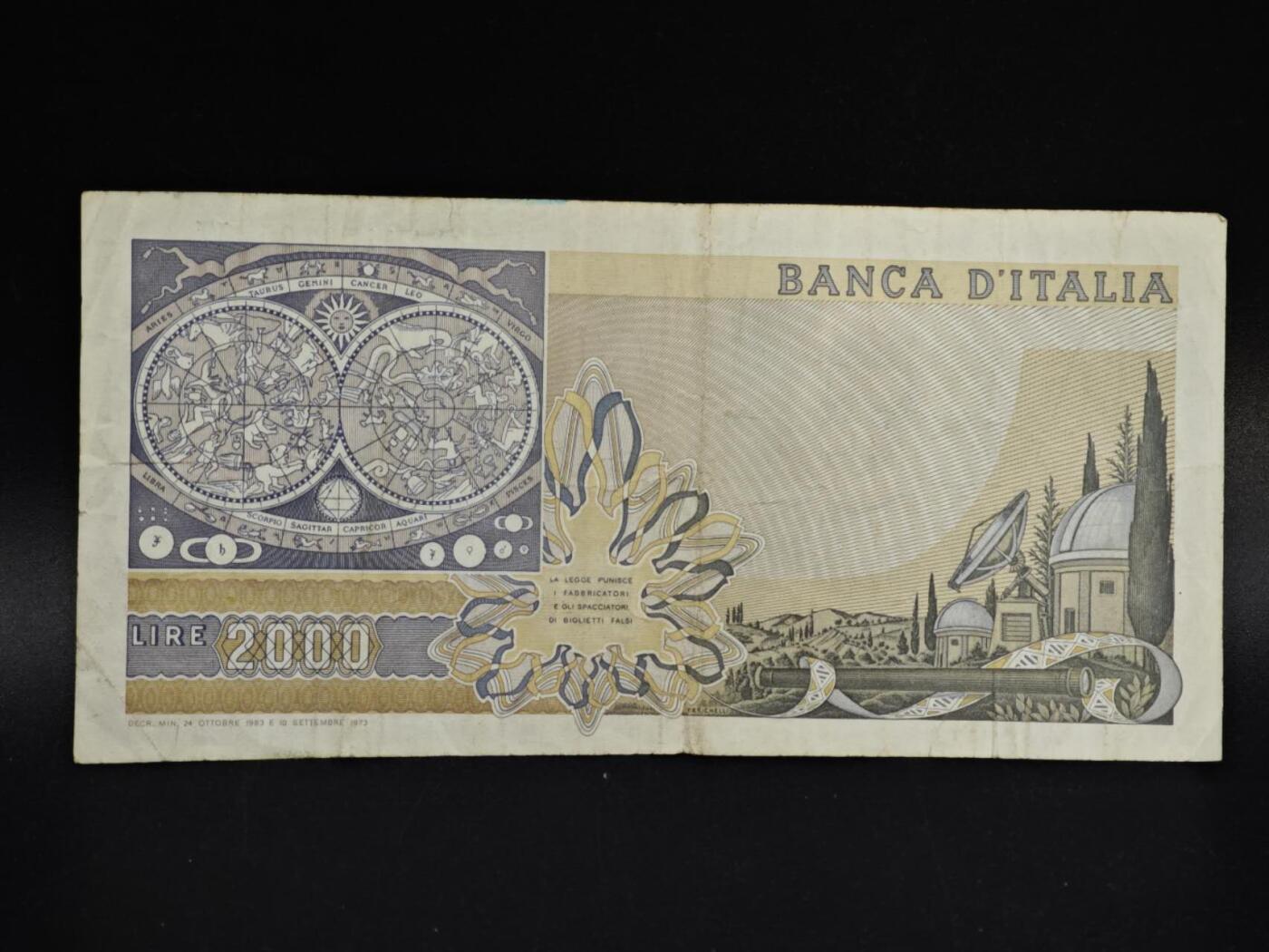 【淘币小摊】实时拍第八百五十四拍   无佣金福利纸币场   满百包邮可预留二周 每周一统一发货   意大利2000里拉纸币【有折】