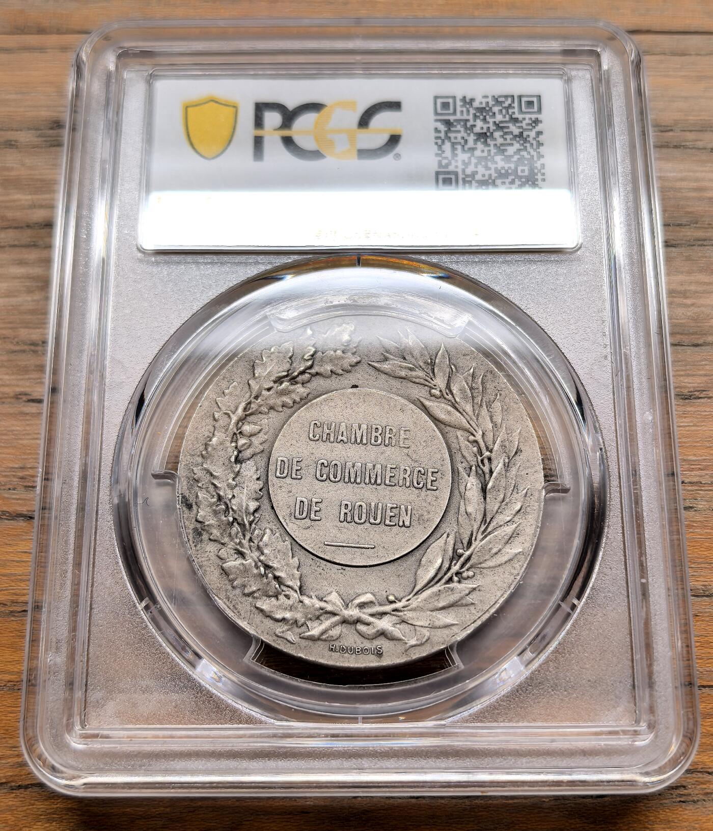 凡希社世界钱币微拍第三百十九期 1880法国鲁昂商会纪念银章PCGS-SP64