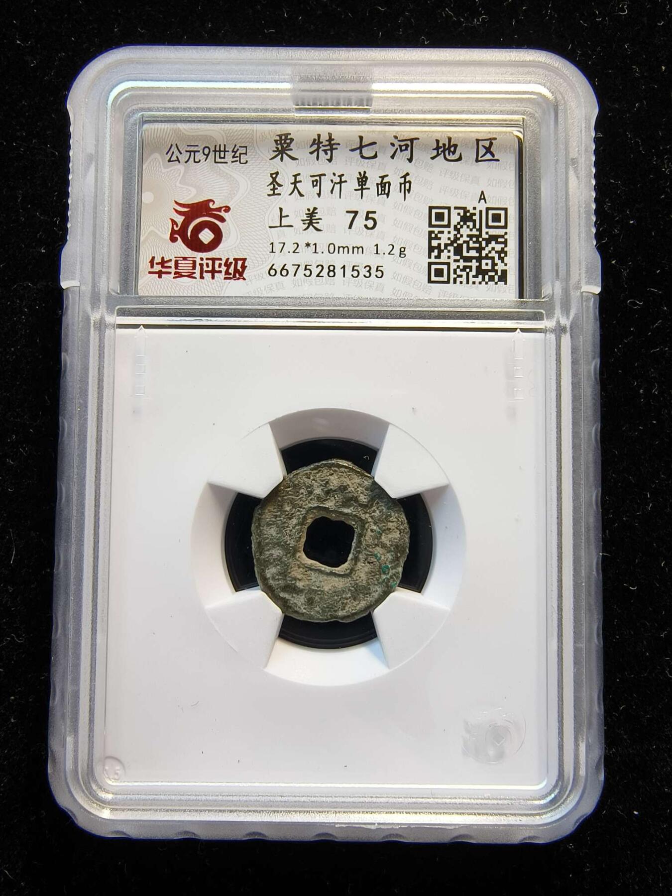 七河·世界币章矿标杂件每周小拍（总第35期）（本场周二结标） （5）k634 大唐西域 粟特七河地区 圣天可汗单面钱 华夏评级上美75分 