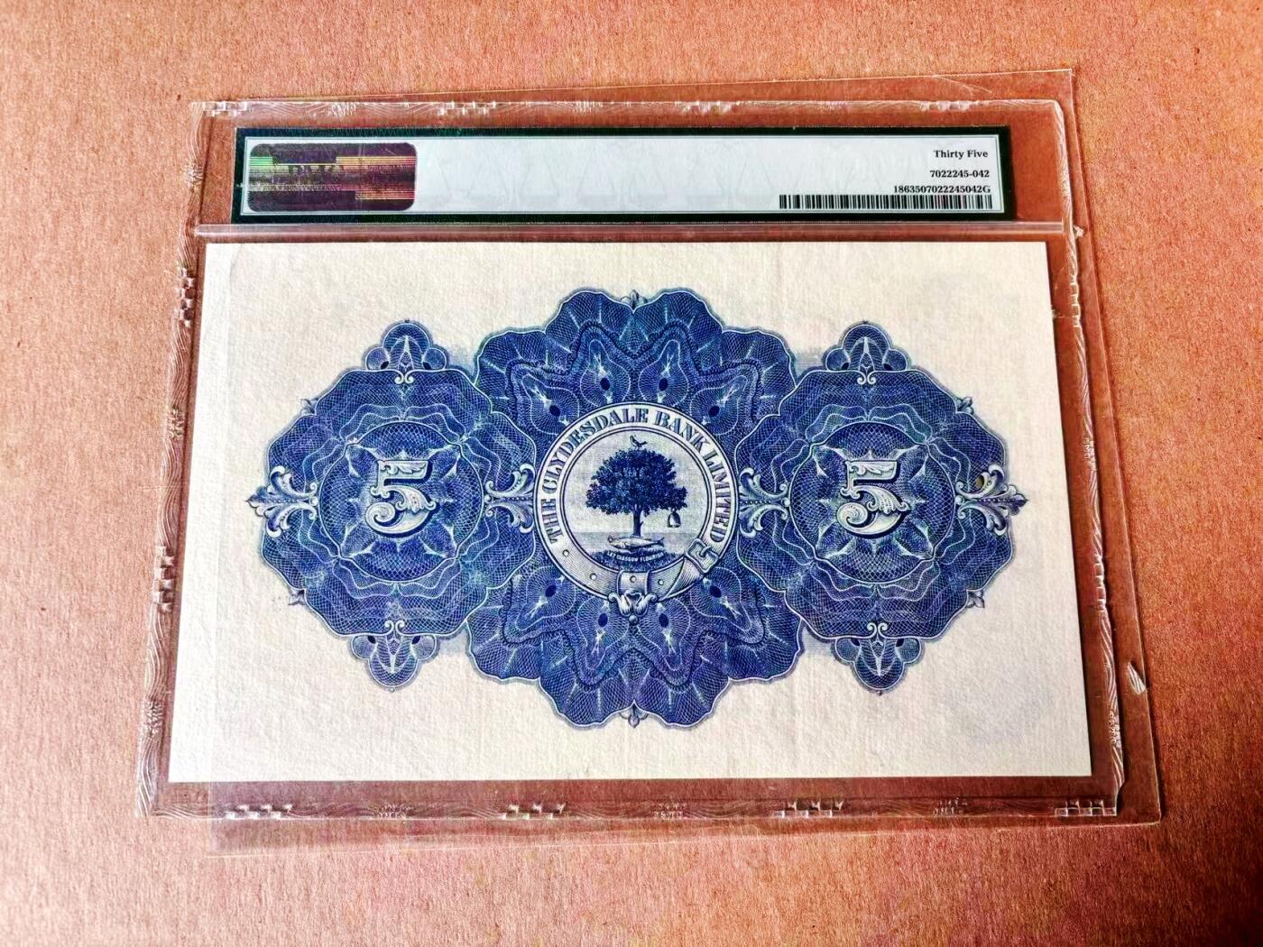 【Blue Auction】世界纸币精拍第779期——18级TOP拍卖/信誉/品质/专业/高效💫 【173小号】苏格兰 1922-46年5镑 PMG35 大方块