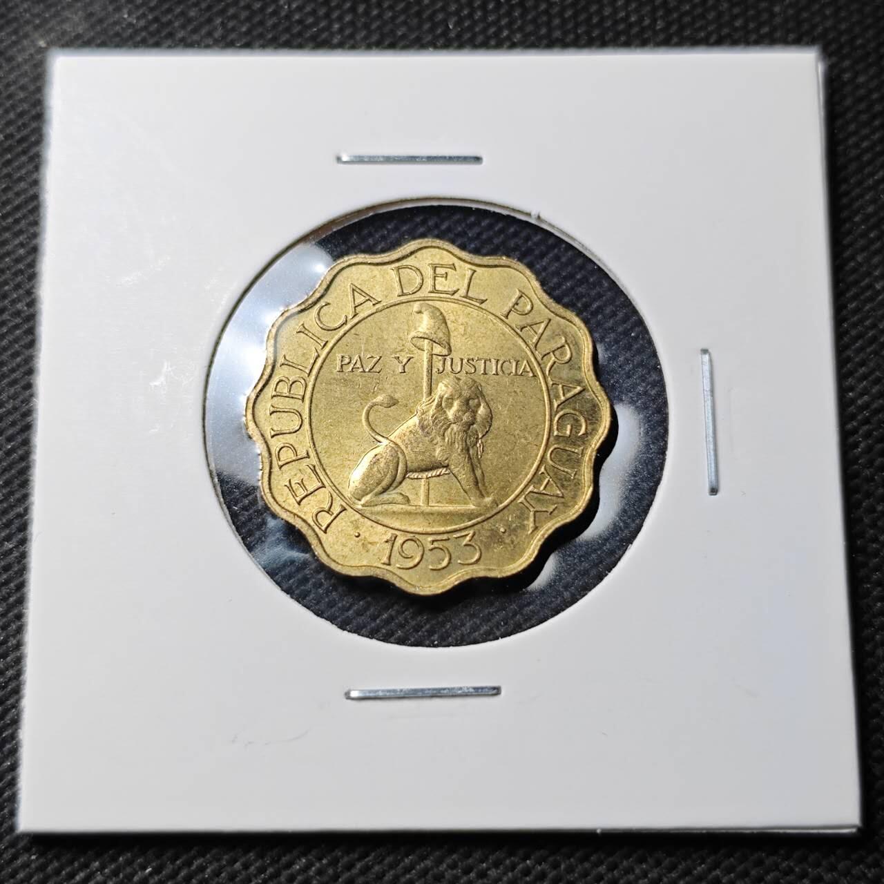 KK钱币收藏小铺  第389期  2月预留时间 周末发货  1953巴拉圭25分铜币