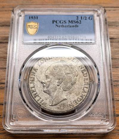 凡希社世界钱币微拍第三百十九期 - 1931荷兰威廉敏娜2.5盾大银PCGS-MS62
