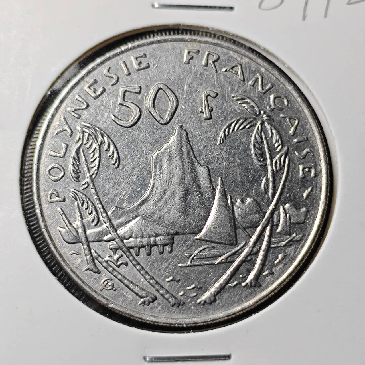 KK钱币收藏小铺  第389期  2月预留时间 周末发货  法属波利尼西亚50法郎