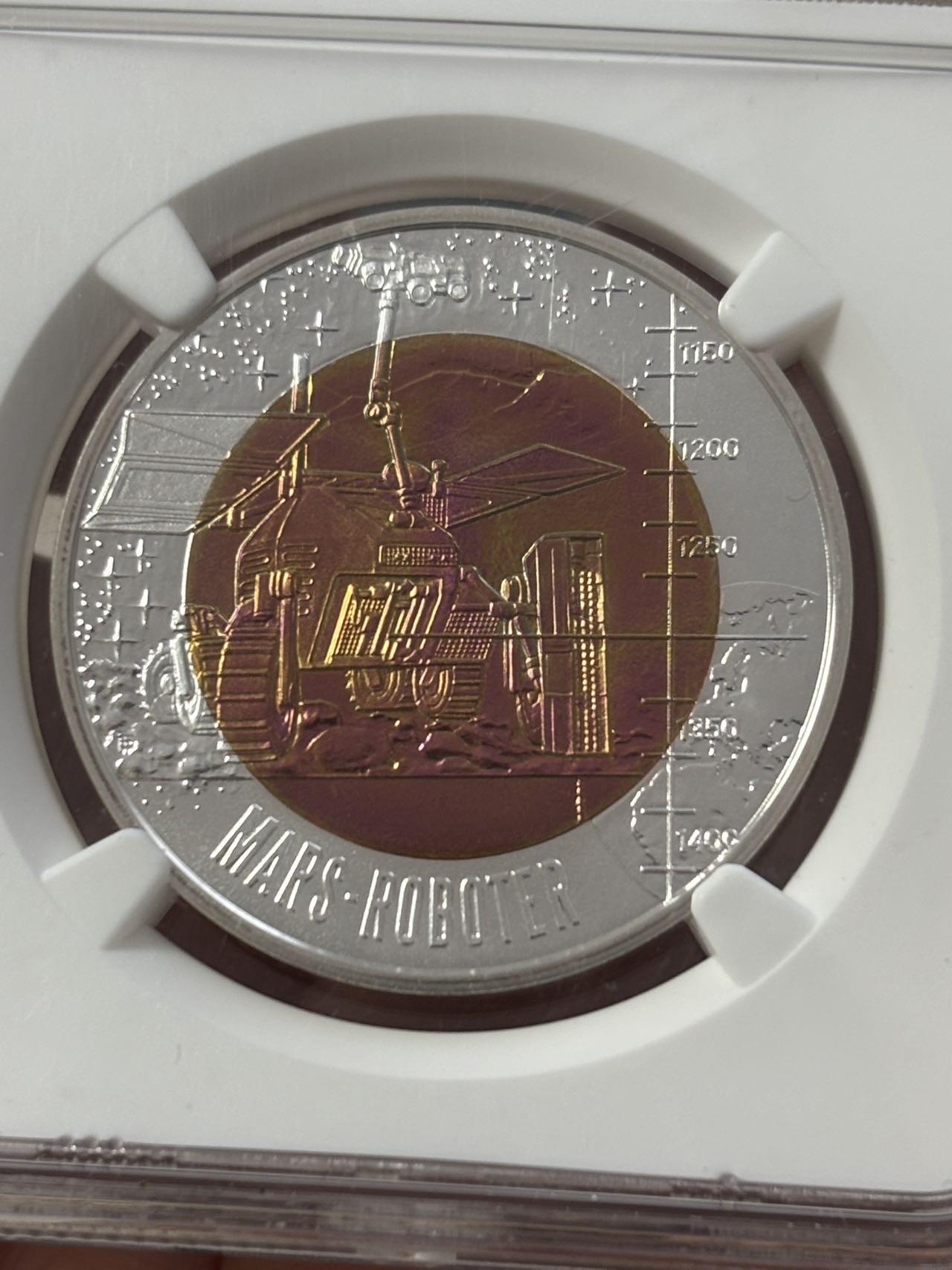 第189期拍卖 奥地利2011年火星探险机器人25欧纪念银铌双色银币NGC-MS70