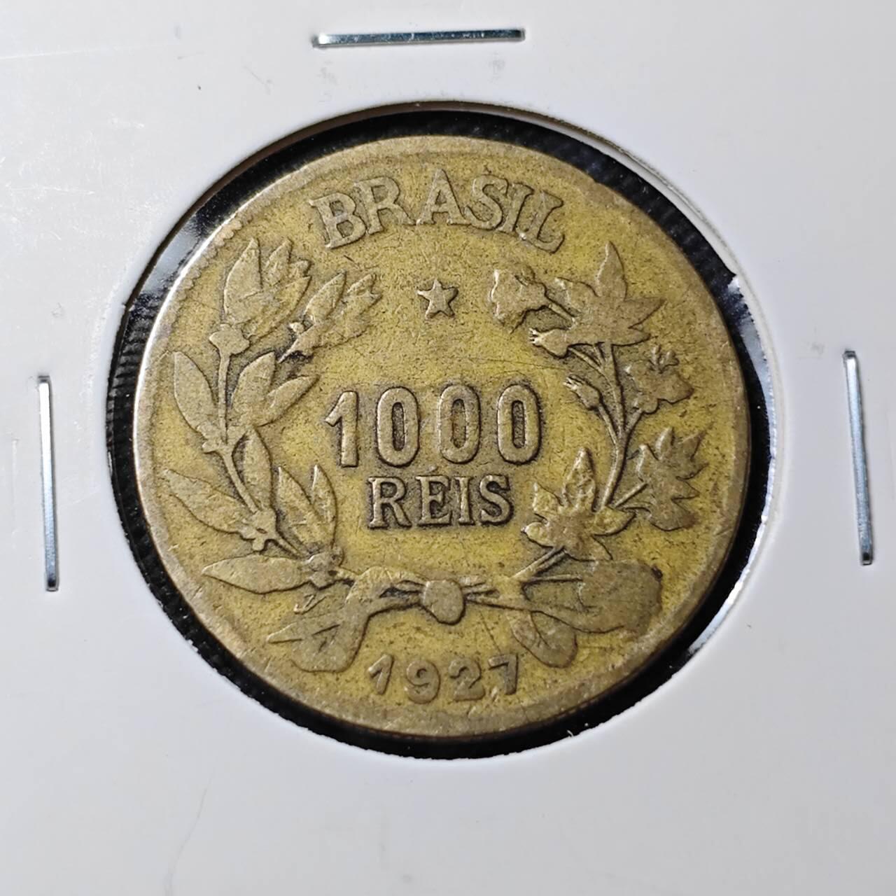 KK钱币收藏小铺  第389期  2月预留时间 周末发货  1927巴西1000瑞斯铜币