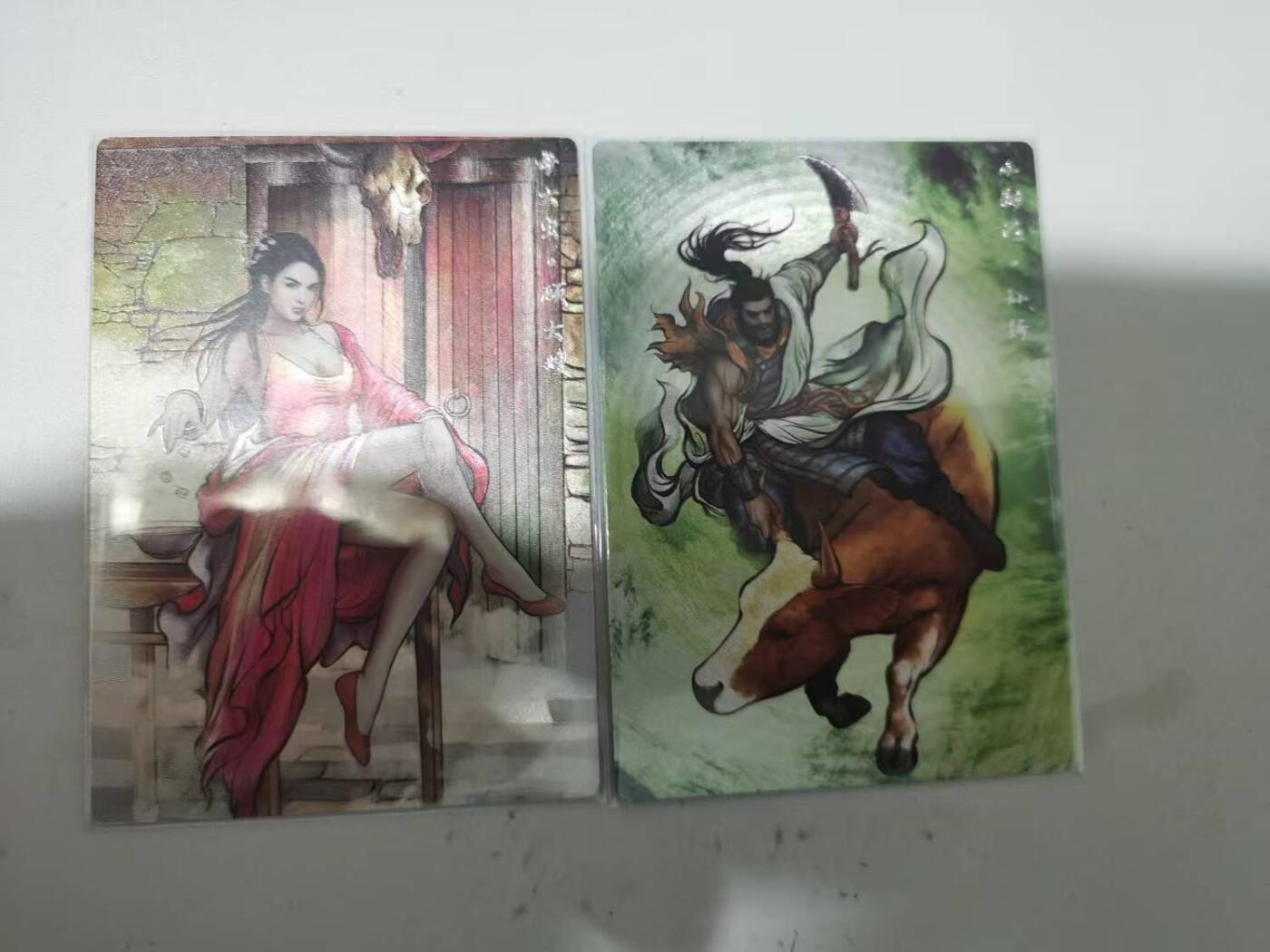 光影卡牌第29期，各家亲签，各家套卡，持续收拍品 张建东水浒，顾大嫂＋孙新，彩色粗闪限编