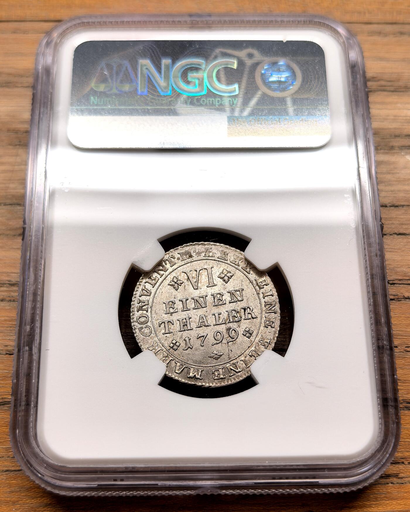 凡希社世界钱币微拍第三百十九期 1799德国不伦瑞克-沃尔芬堡飞马1/6泰勒NGC-MS64