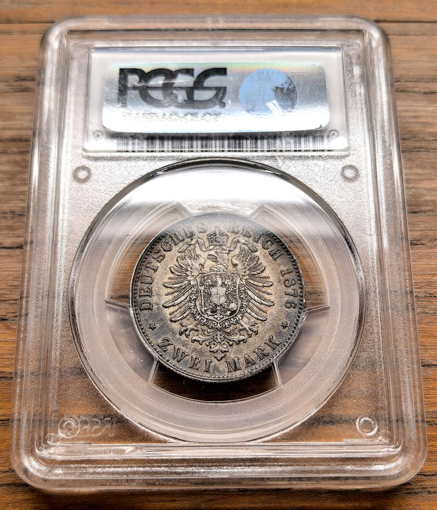 凡希社世界钱币微拍第三百十九期 1876F德国符腾堡短翅鹰2马克PCGS-AU53