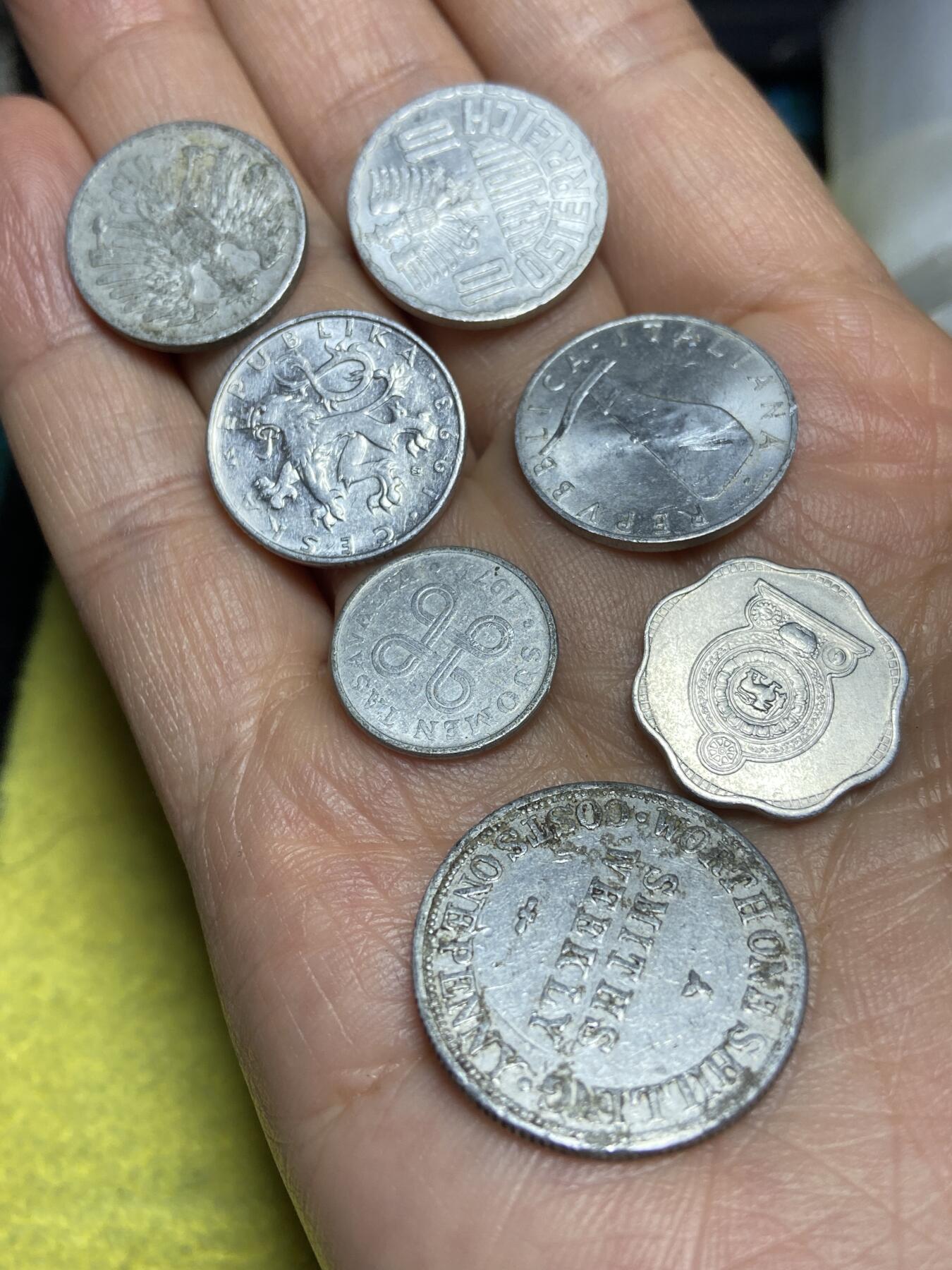 2026年第十五场(总第一百八十四场）外国好品散币场(免佣金) 各国铝制散币7枚:奥地利🇦🇹2、10格罗申，捷克50赫勒，意大利🇮🇹5里拉，芬兰🇫🇮1盆尼，斯里兰卡🇱🇰2分，代币