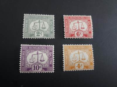 博彦收藏   1月31日 8点邮票专场 全场包邮 - 香港 欠资新票4枚 背贴 上品