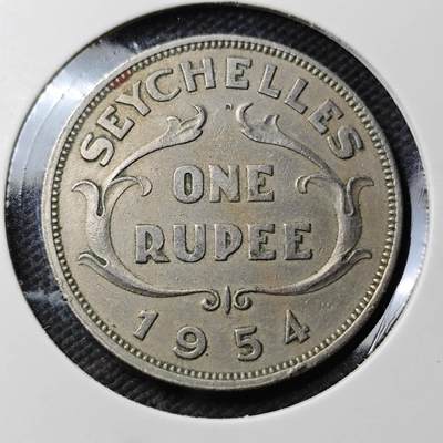 KK钱币收藏小铺  第389期  2月预留时间 周末发货 -  1954英属塞舌尔1卢比