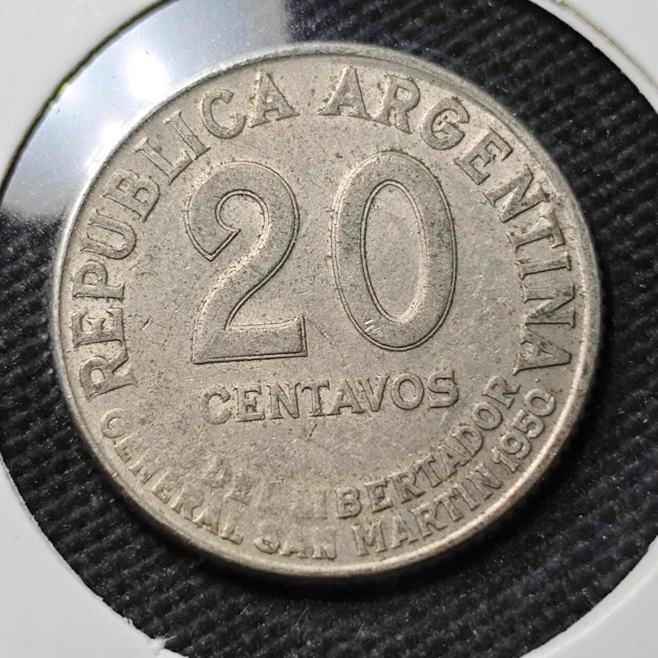 KK钱币收藏小铺  第389期  2月预留时间 周末发货 阿根廷20分纪念币 