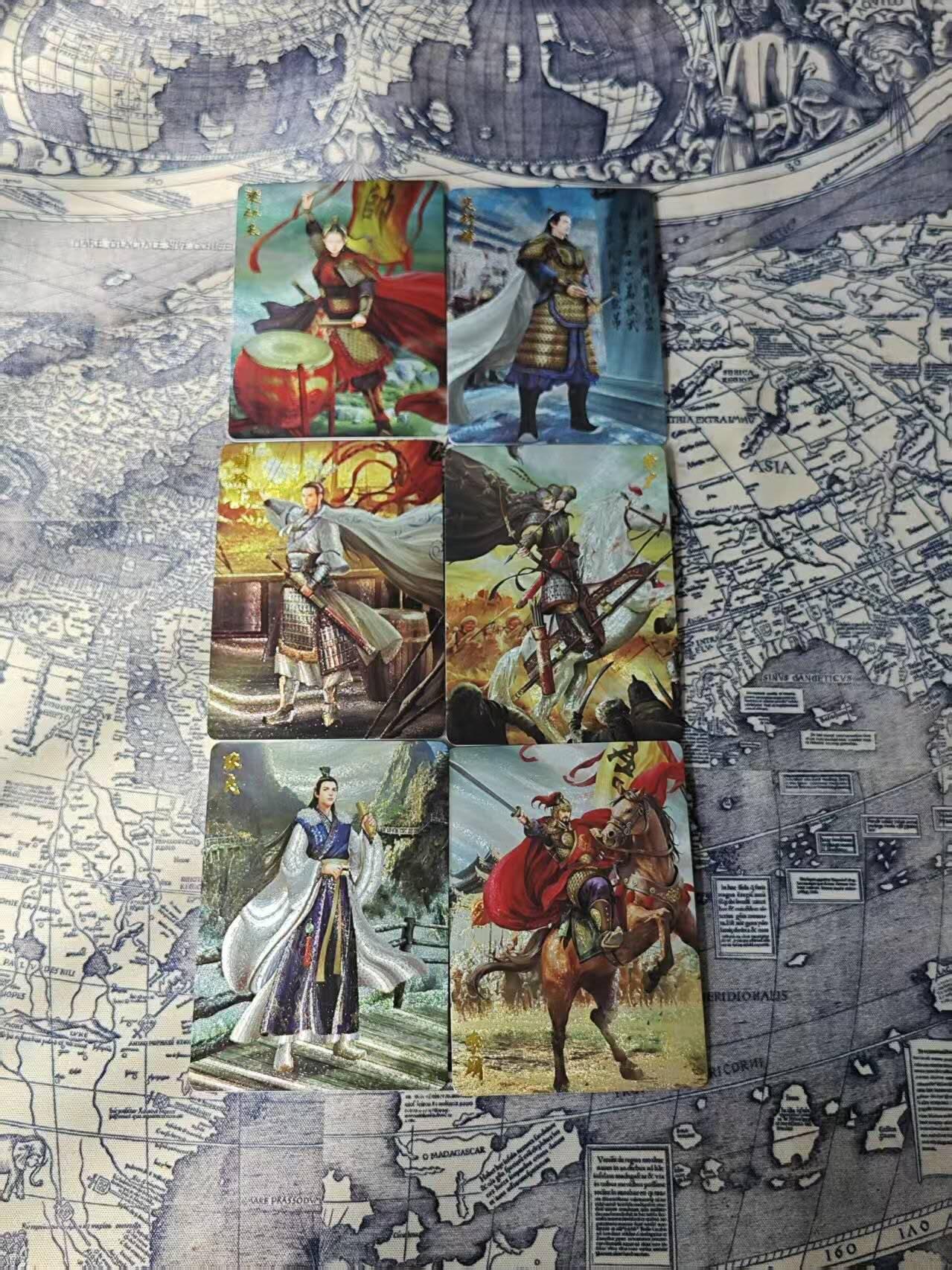 光影卡牌第29期，各家亲签，各家套卡，持续收拍品 华夏九州粗闪卡，6个人物为梁红玉裴行俭周瑜李广张良李靖