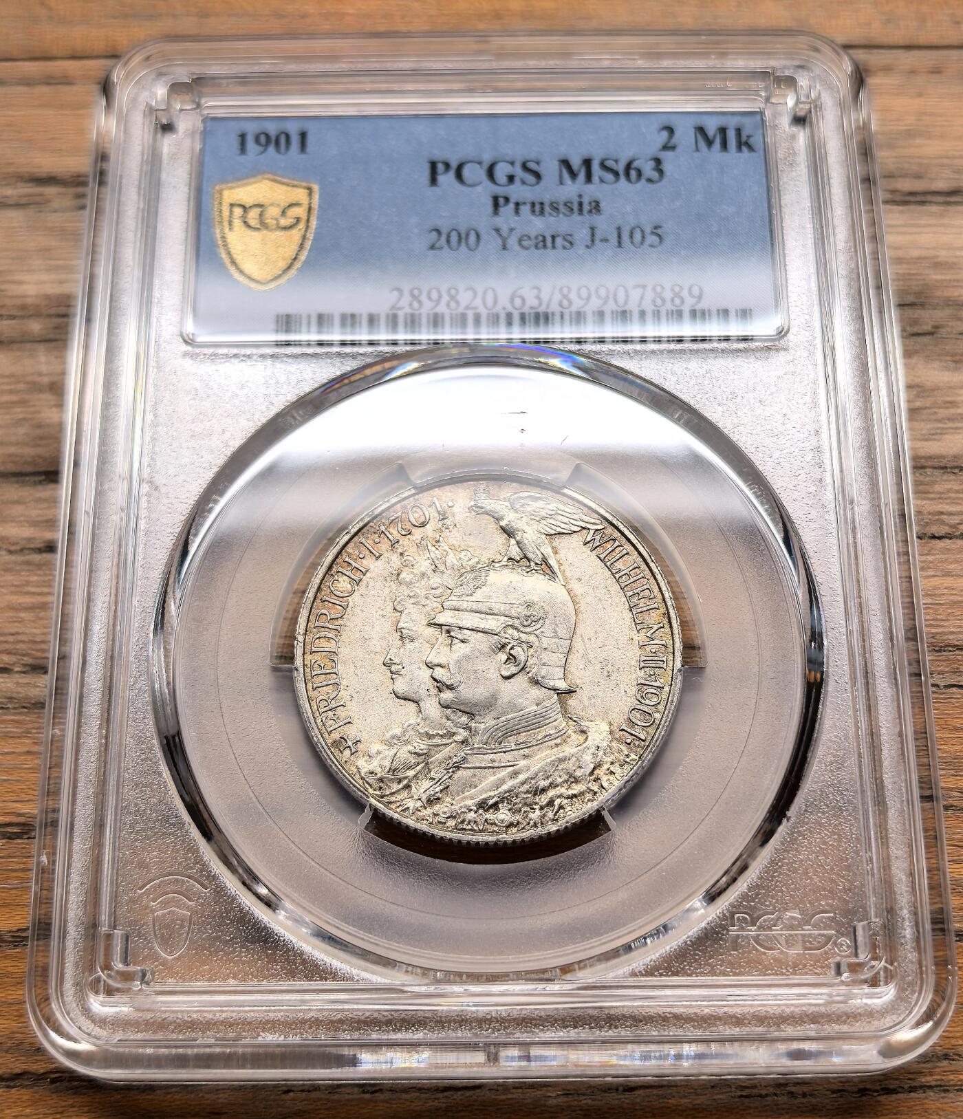 凡希社世界钱币微拍第三百十九期 1901德国普鲁士建国200周年纪念2马克PCGS-MS64