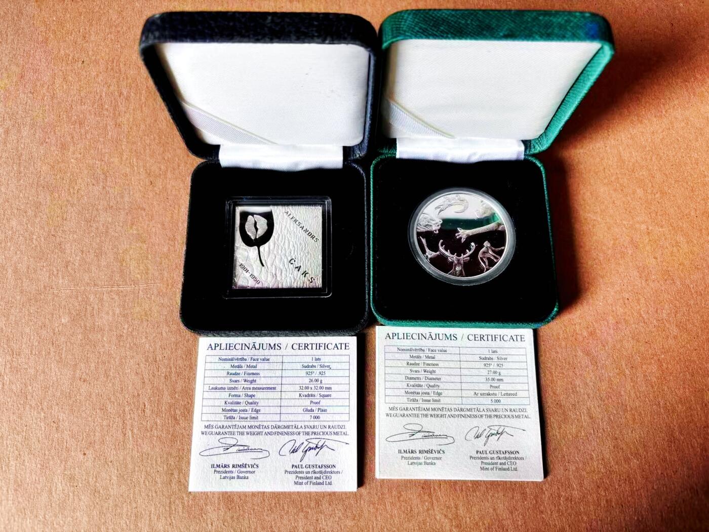 【Blue Auction】世界纸币精拍第779期——18级TOP拍卖/信誉/品质/专业/高效💫 【一组2枚 带盒子及证书 盒子略微破损】外国精制银币925银 设计精美 共重53克 