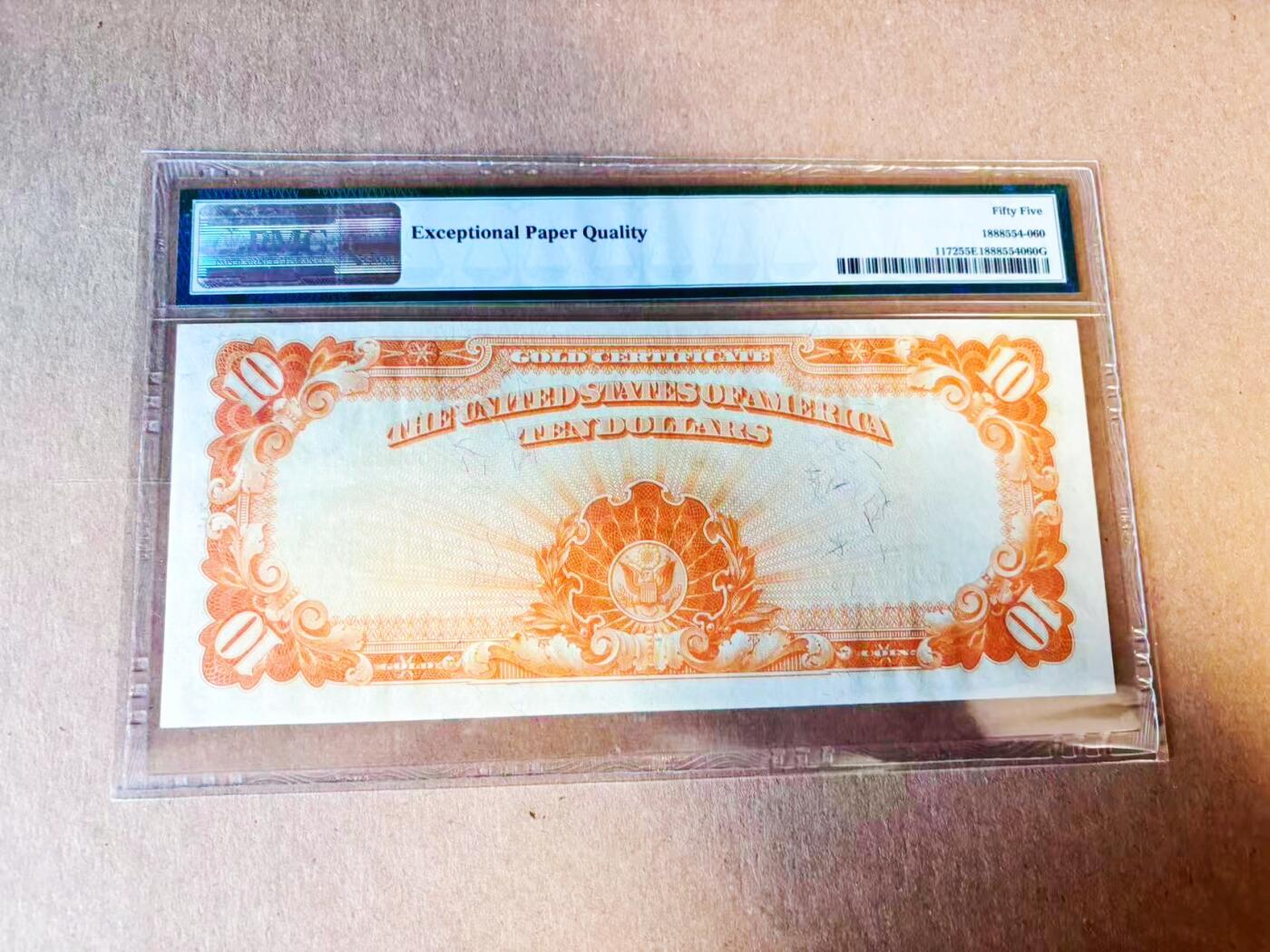 【Blue Auction】世界纸币精拍第779期——18级TOP拍卖/信誉/品质/专业/高效💫 美国1907年10美金黄金券 中西部黄金宝藏特标 金色油墨凹凸感佳 首任财长迈克尔·希雷加斯 PMG55EPQ 