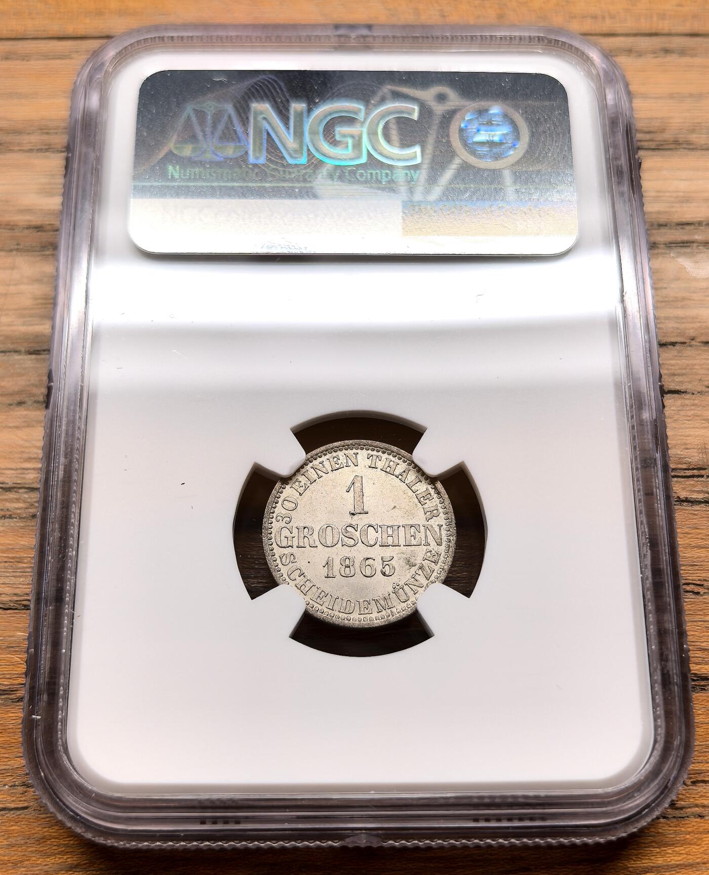 凡希社世界钱币微拍第三百十九期 1865B德国汉诺威飞马1GR银币NGC-MS65