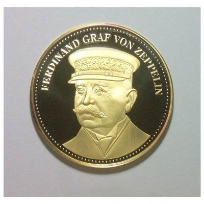 【银】德国齐柏林和LZ1飞艇 高浮雕精制大镀金银章 40MM 20克 - 【银】德国齐柏林和LZ1飞艇 高浮雕精制大镀金银章 40MM 20克