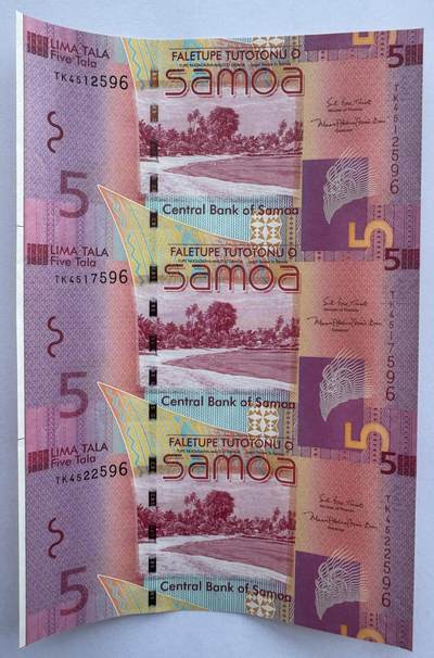 2026第2场（总第229期）：精品测试钞、连体钞综合场 - 三连体带边/萨摩亚2017年版5塔拉连体钞UNC