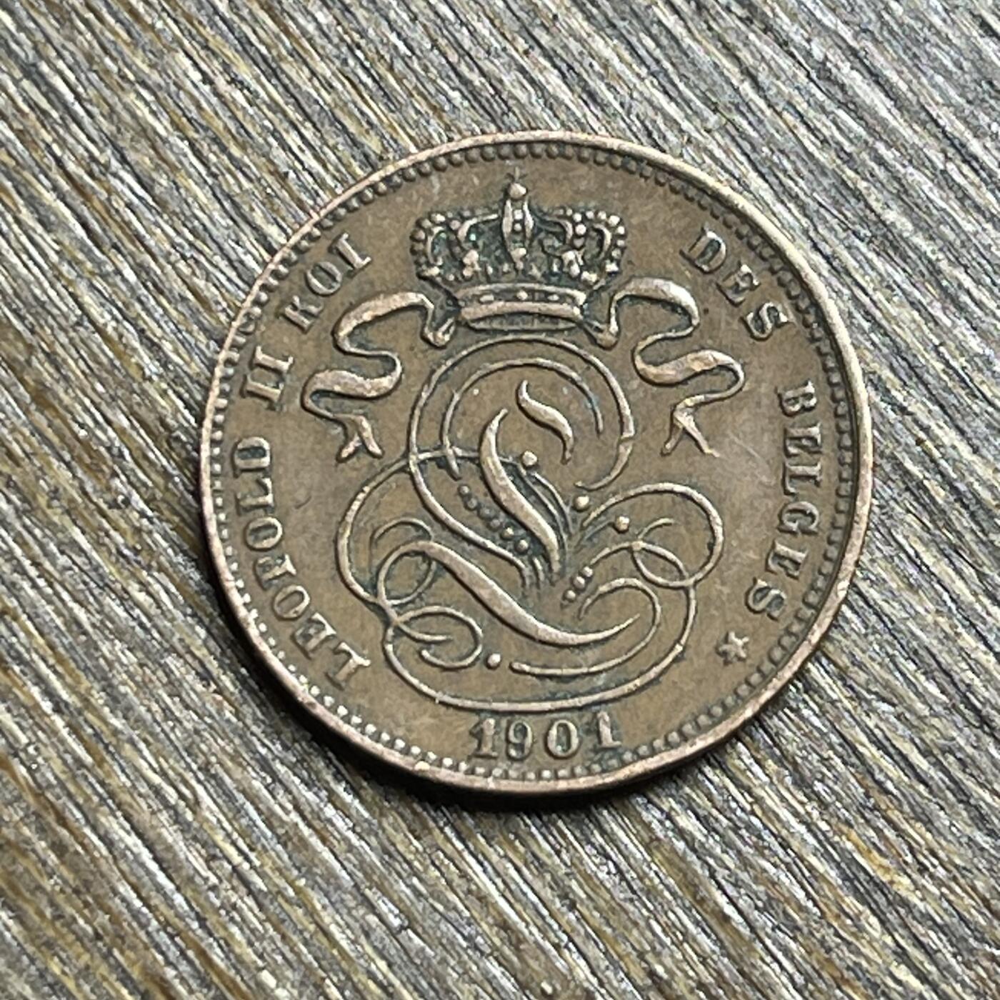 【铜匠收藏】★第140加场★精品老铜币 硬币专场 不寄存，200包邮。不满200元，支付5元运费。《接受代拍 代送NGC评级》 64【无寄存】1901 比利时 1分 铜币