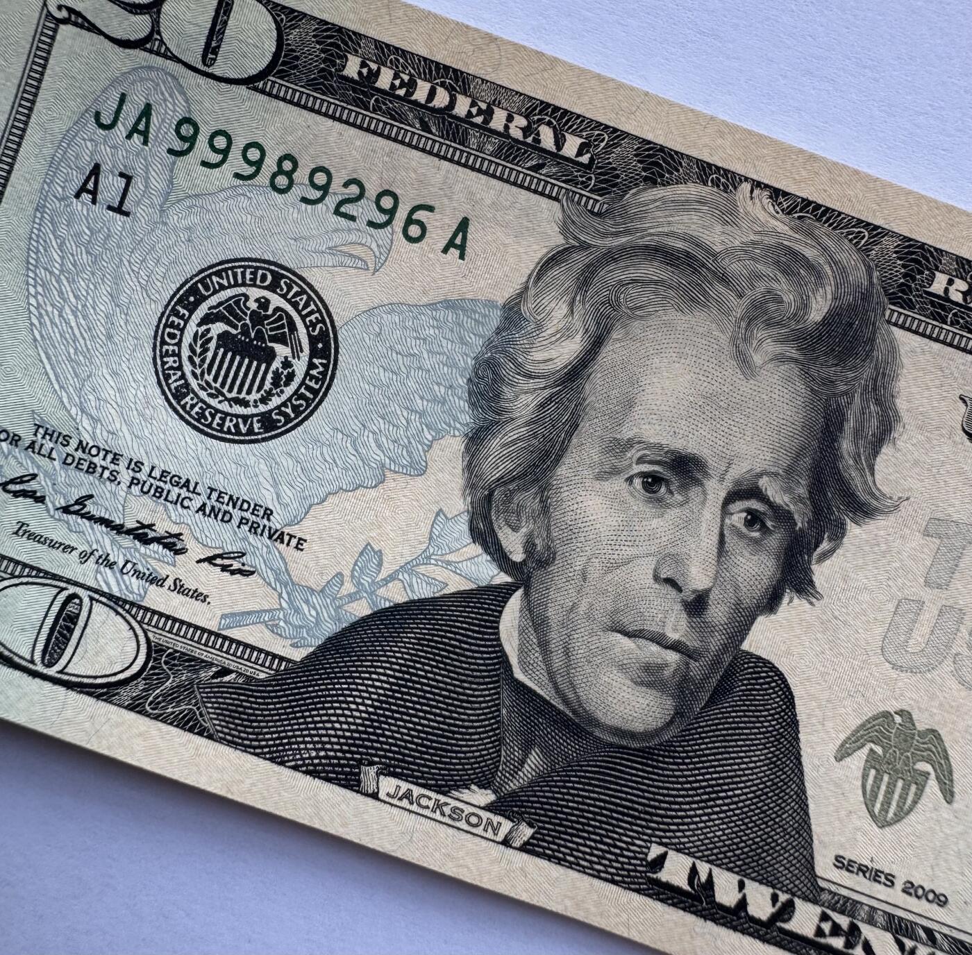 2026第2场（总第229期）：精品测试钞、连体钞综合场 二连体/美国2009年版20美元连体钞UNC（JA…A冠）