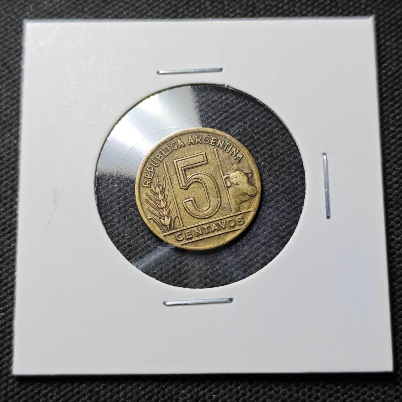 KK钱币收藏小铺  第389期  2月预留时间 周末发货  1948阿根廷5分铜币