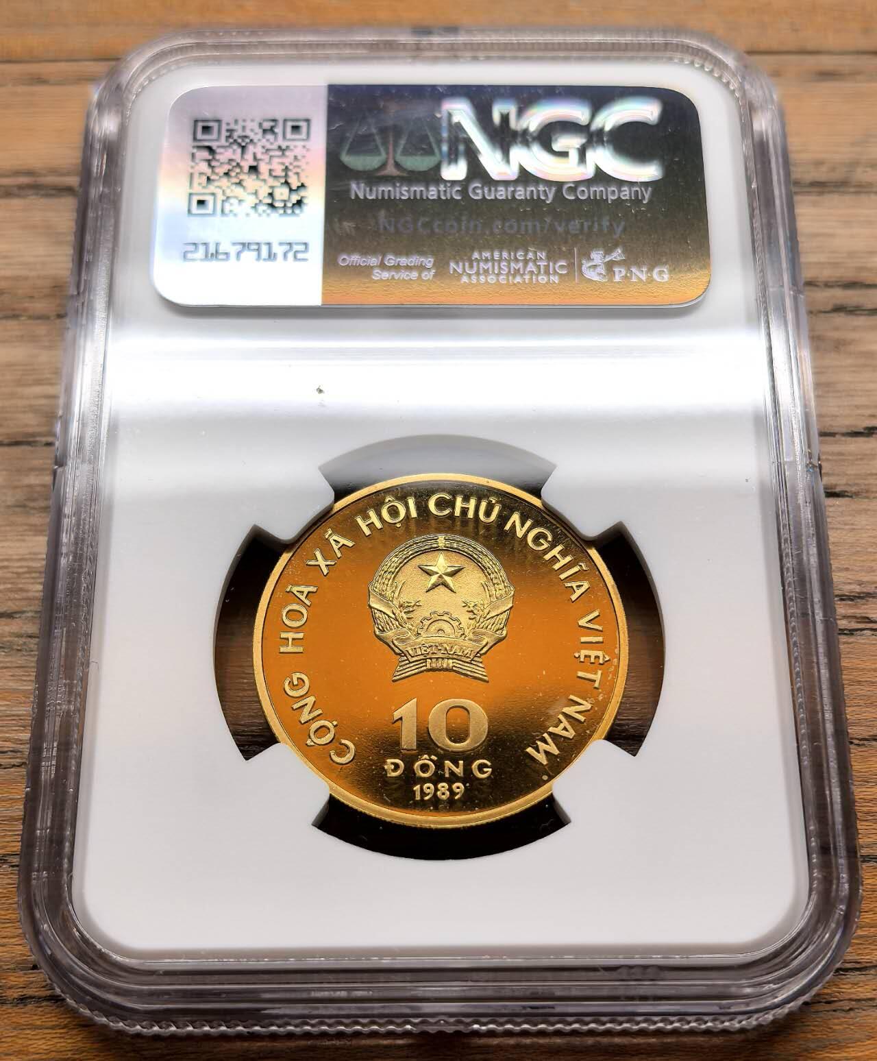 凡希社世界钱币微拍第三百十九期 1989越南独柱寺10D纪念铜币精铸NGC-PF69UC