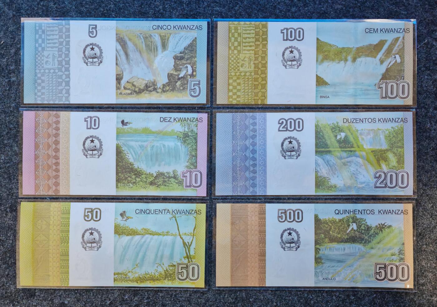 【礼羽收藏】🌏世界钱币拍卖第122期 （一组6张）非洲 安哥拉 5.10.50.100.200.500 全新UNC