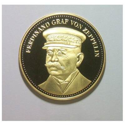 【银】德国齐柏林和齐柏林飞艇 高浮雕精制大镀金银章 40MM 20克 - 【银】德国齐柏林和齐柏林飞艇 高浮雕精制大镀金银章 40MM 20克