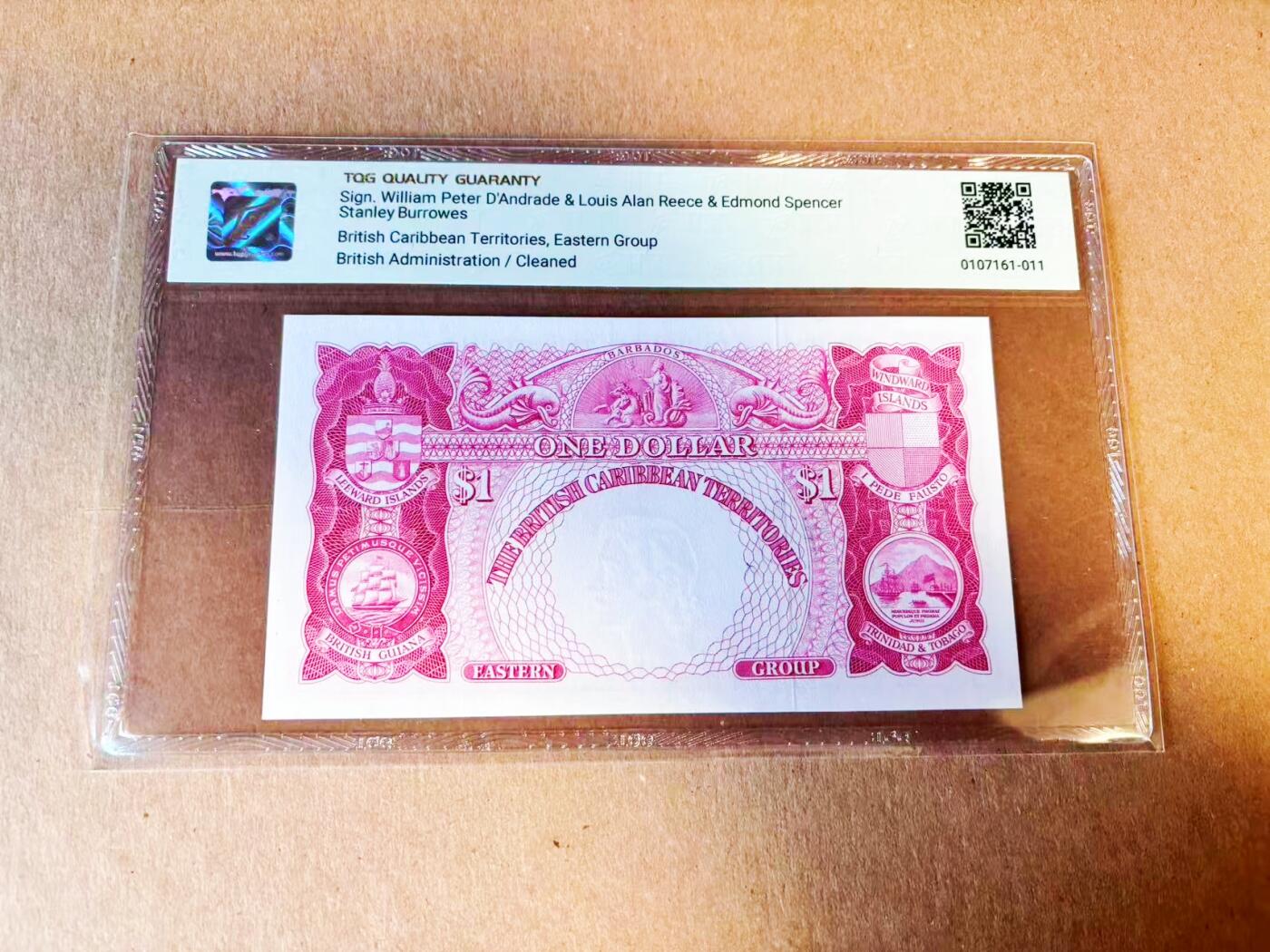 【Blue Auction】世界纸币精拍第779期——18级TOP拍卖/信誉/品质/专业/高效💫 英属东加勒比1964年1元 大冠女王 TQG53