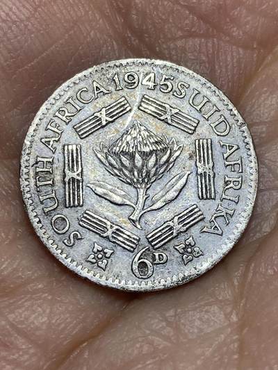 2026年第十五场(总第一百八十四场）外国好品散币场(免佣金) - 鸽子重拍–英属南非1945年6便士银币(乔治六世第一版，800高银)