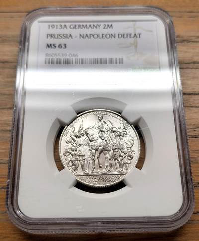 凡希社世界钱币微拍第三百十九期 - 1913A德国普鲁士击败拿破仑纪念2马克NGC-MS63